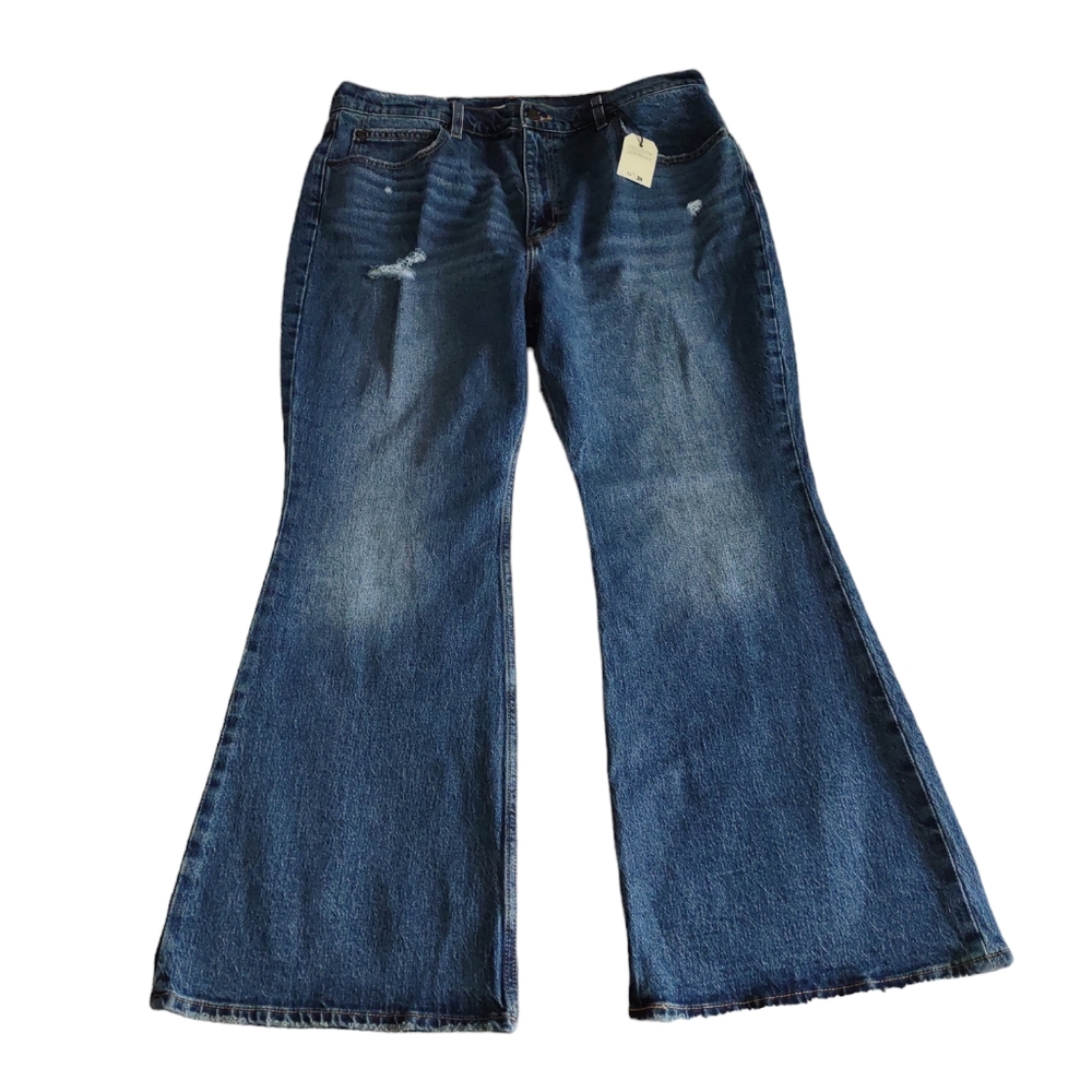 Levi's Premium Size 34x30 70's High Flare Blue Distressed Jeans